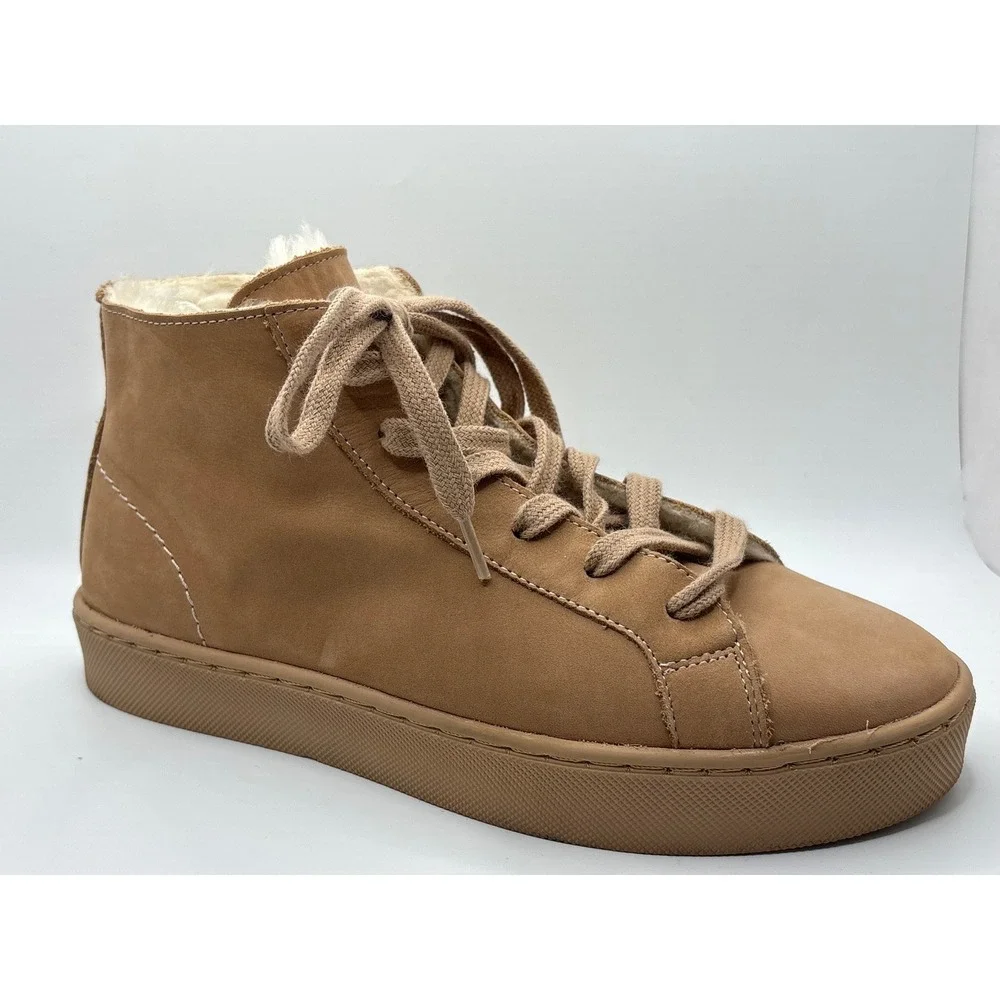 Zara Women Tan High Top Faux Fur Lined Platform Sneakers 2438/610/098‎ EU 36